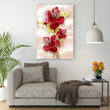 Red Flower Bouquet Acrylic Wall Art