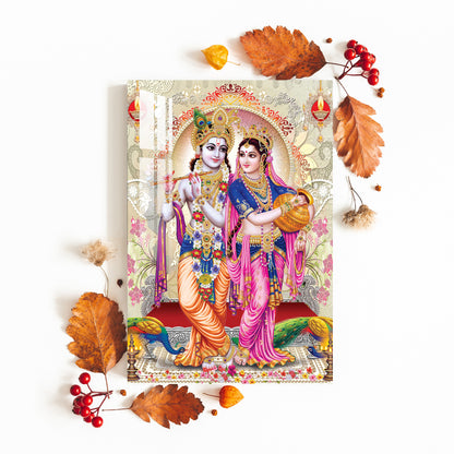 Radha Krishna & Peacocks Acrylic Wall Art