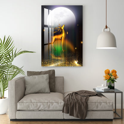 Swamp Deer in Full Moon Acrylic Wall Art