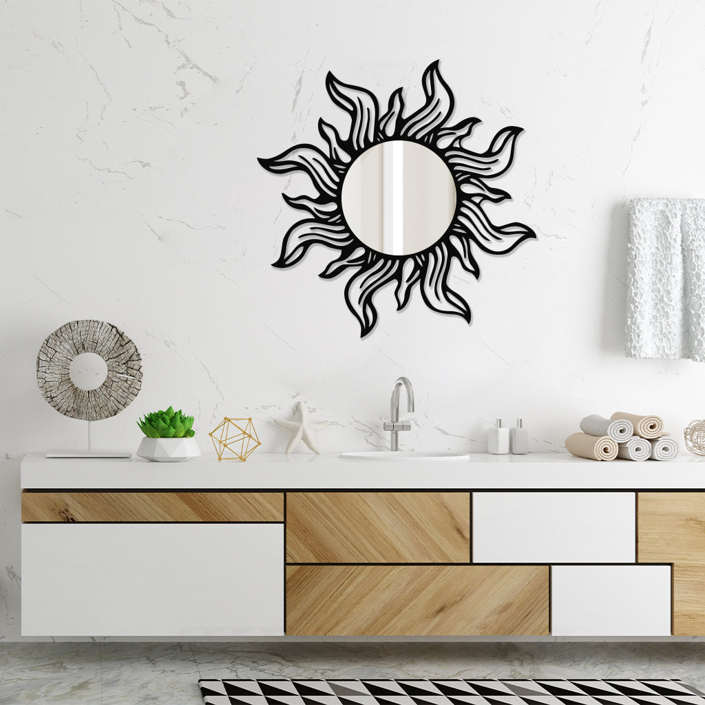 Sun Shaped Designer Metal Wall Mirror