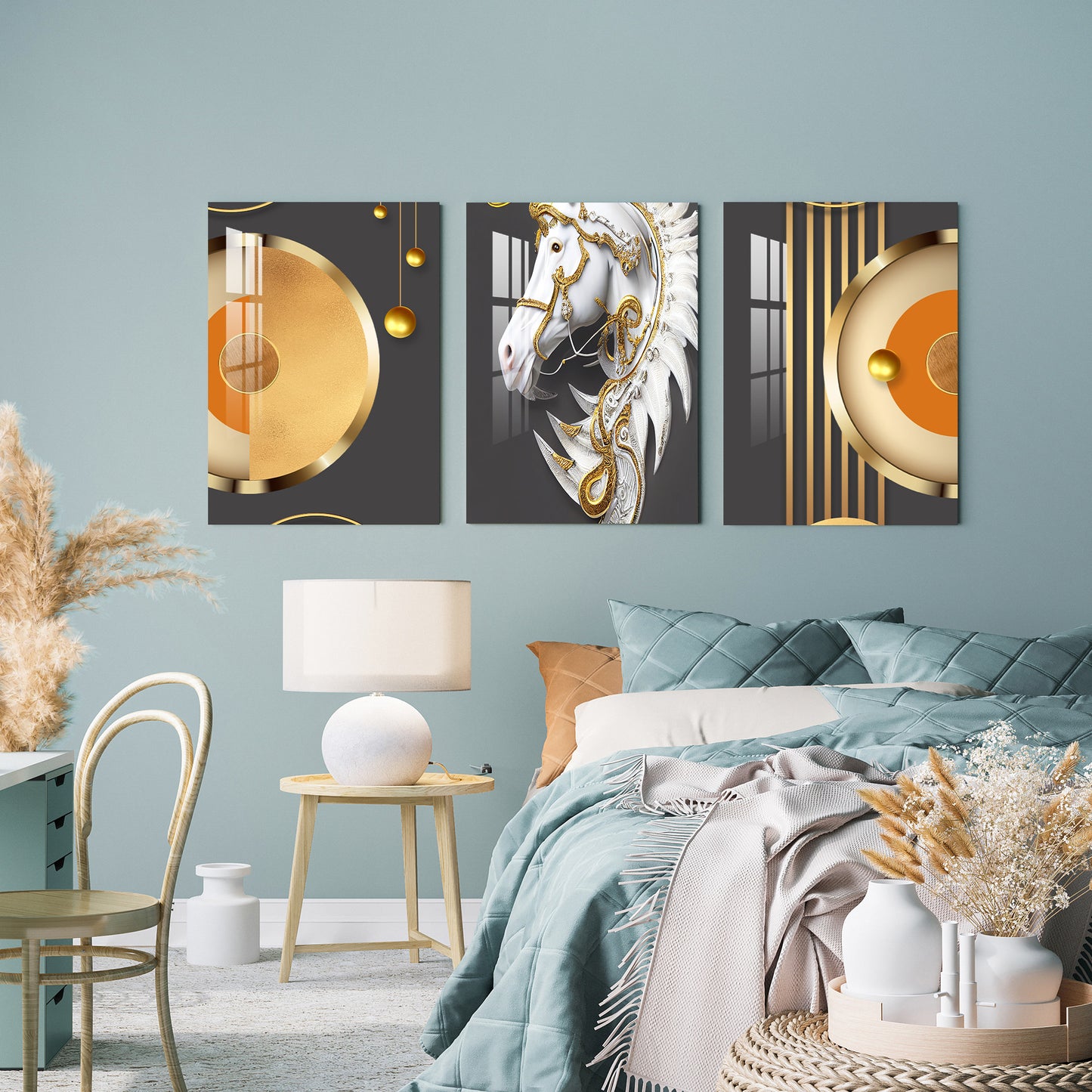 Majestic Horse Acrylic Wall Art (Set of 3)