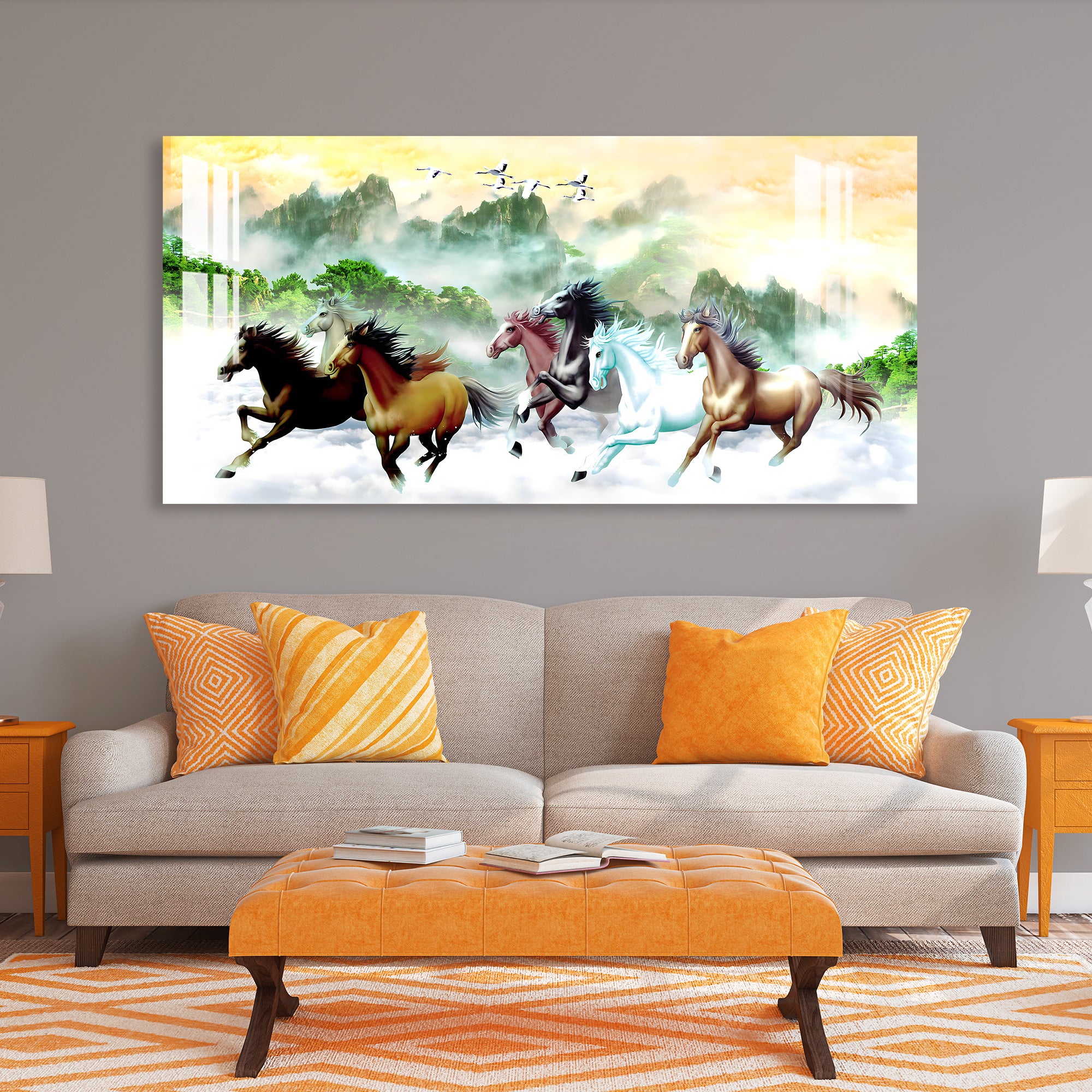 Horses Running in Jungle Acrylic Wall Art