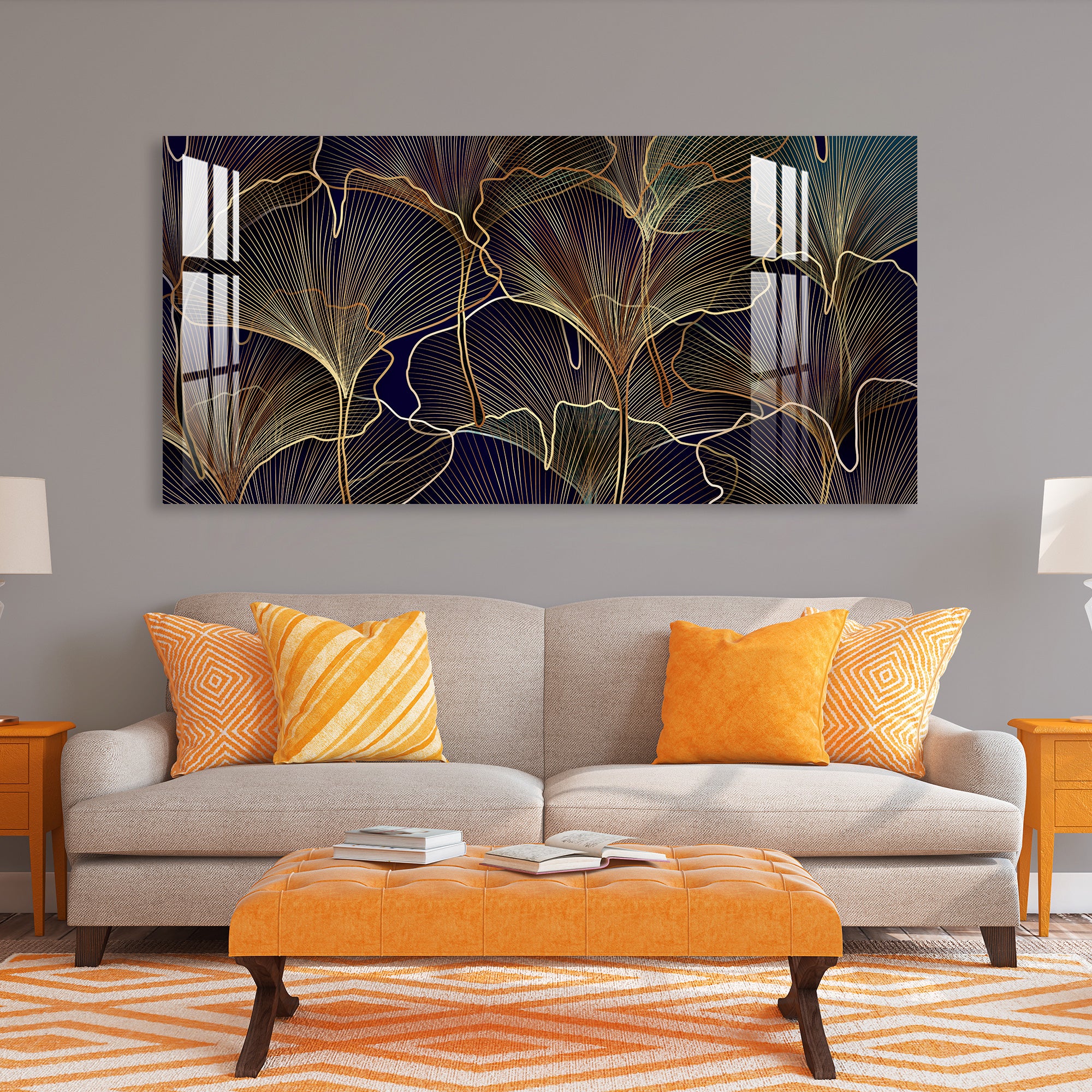 Golden Leaves Acrylic Wall Art