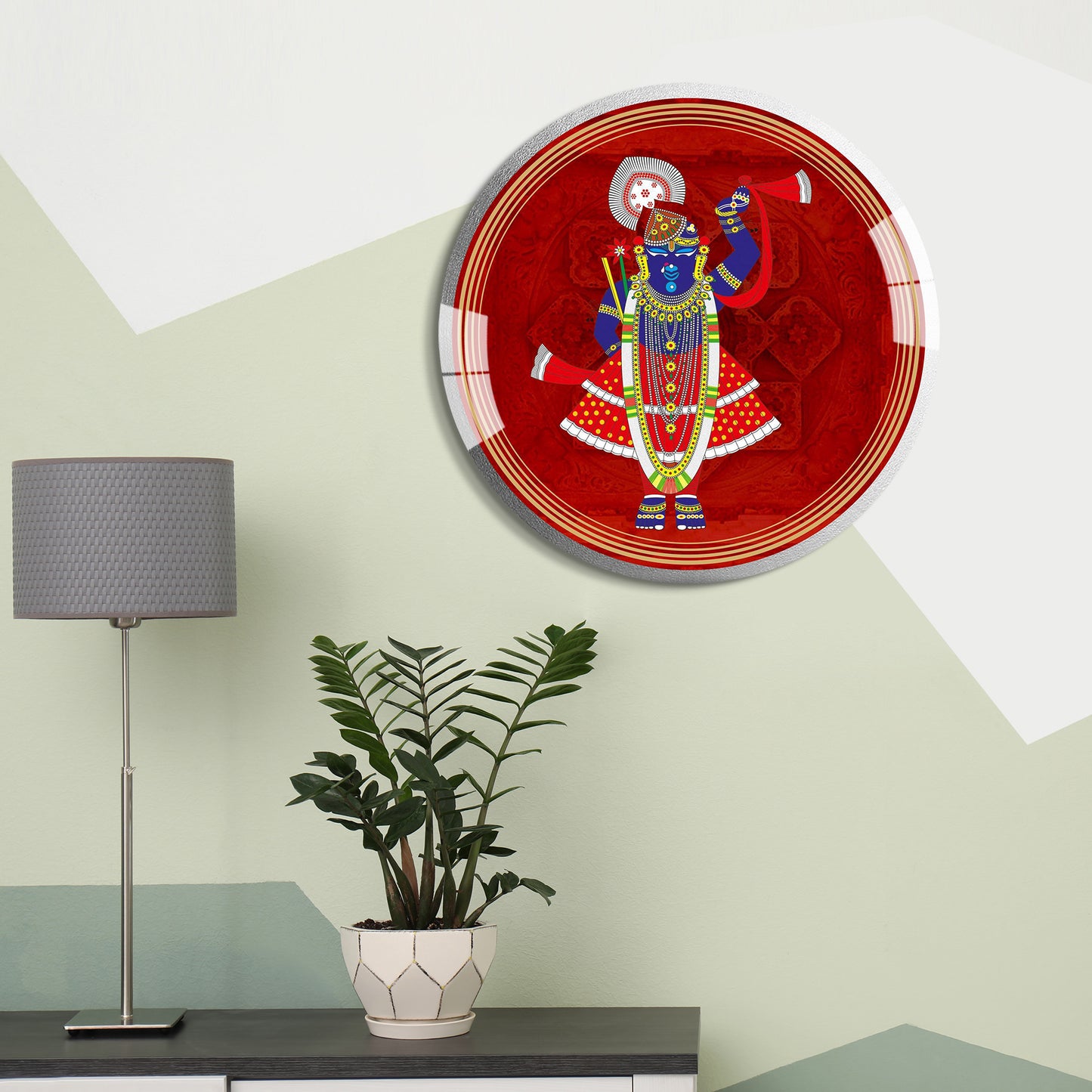 Lord Shreenathji Round Acrylic Wall Art