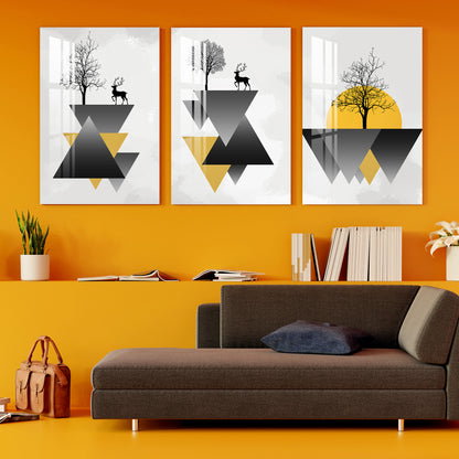 Modern Abstract Acrylic Wall Art (Set of 3)