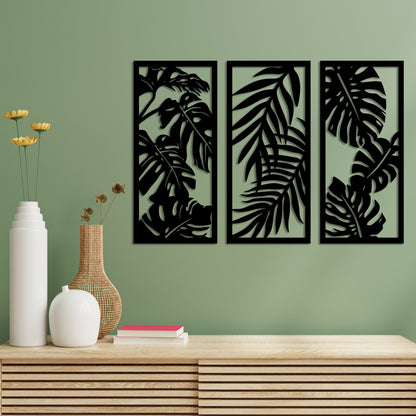 Big Leaves 3 Piece Set Metal Wall Art