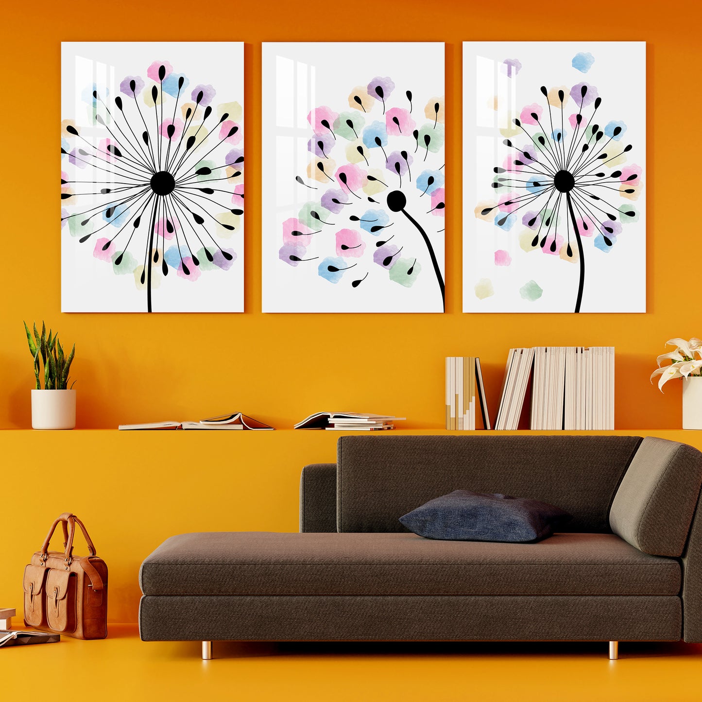 Dandelion Print Acrylic Wall Art (Set of 3)