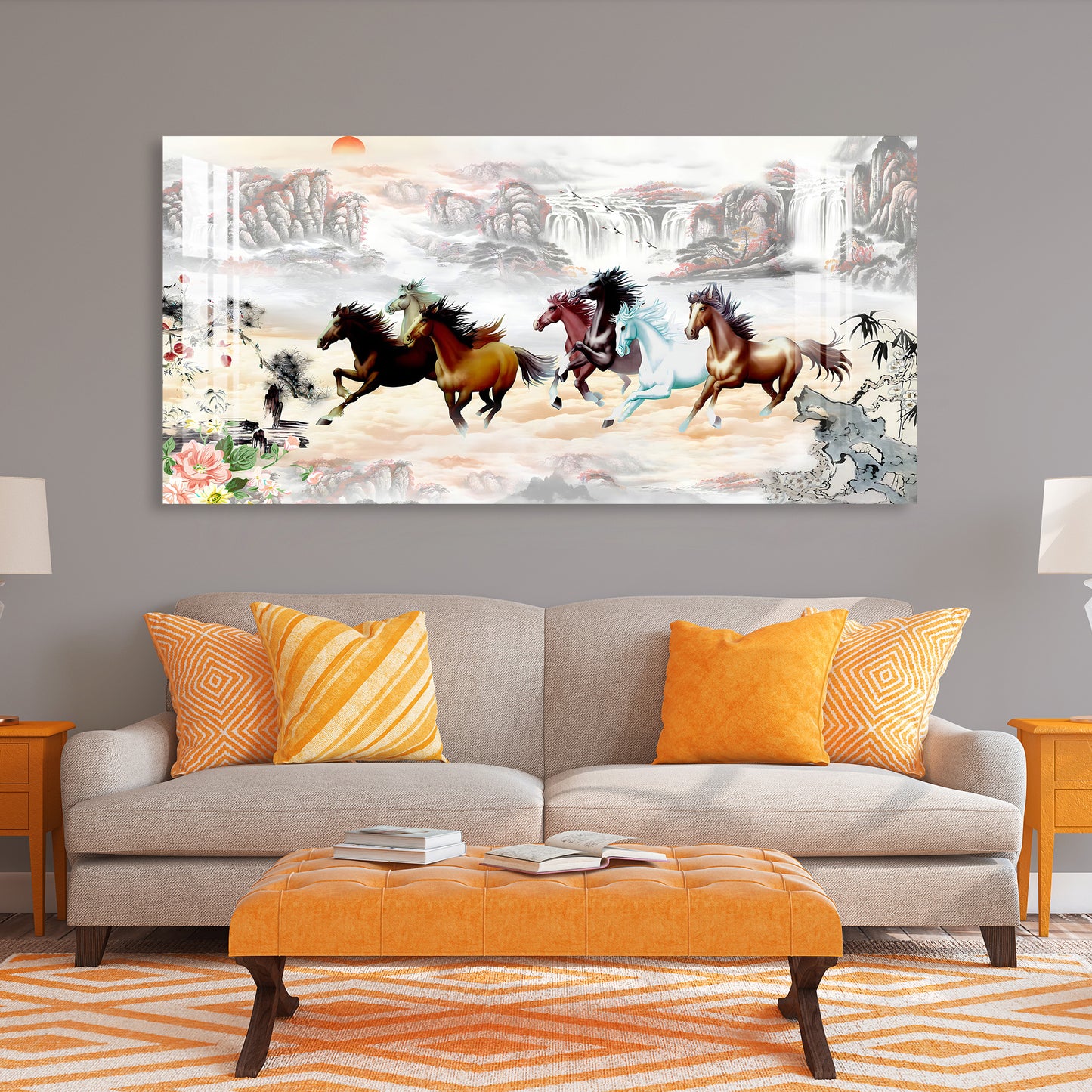 The Sunrise & The Horses Acrylic Wall Art