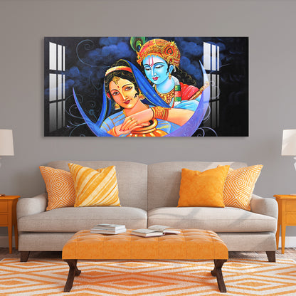 Radha Krishna on Moon Acrylic Wall Art