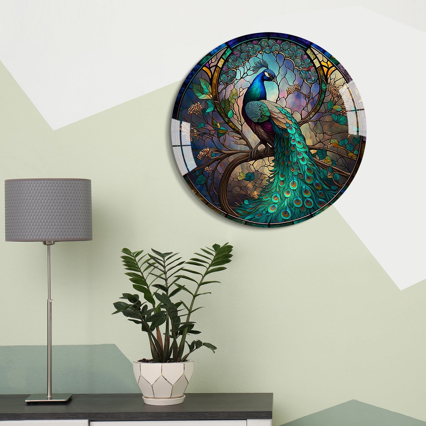 Peacock of Paradise Round Acrylic Wall Art