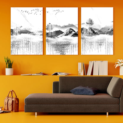 Grey & White Scenery Acrylic Wall Art (Set of 3)