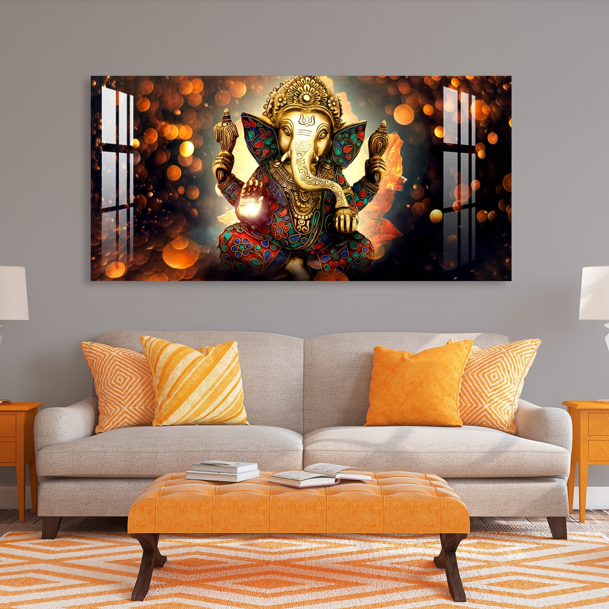 Alluring Ganesha Acrylic Wall Art - 23.5X11.5 Inch / 3MM