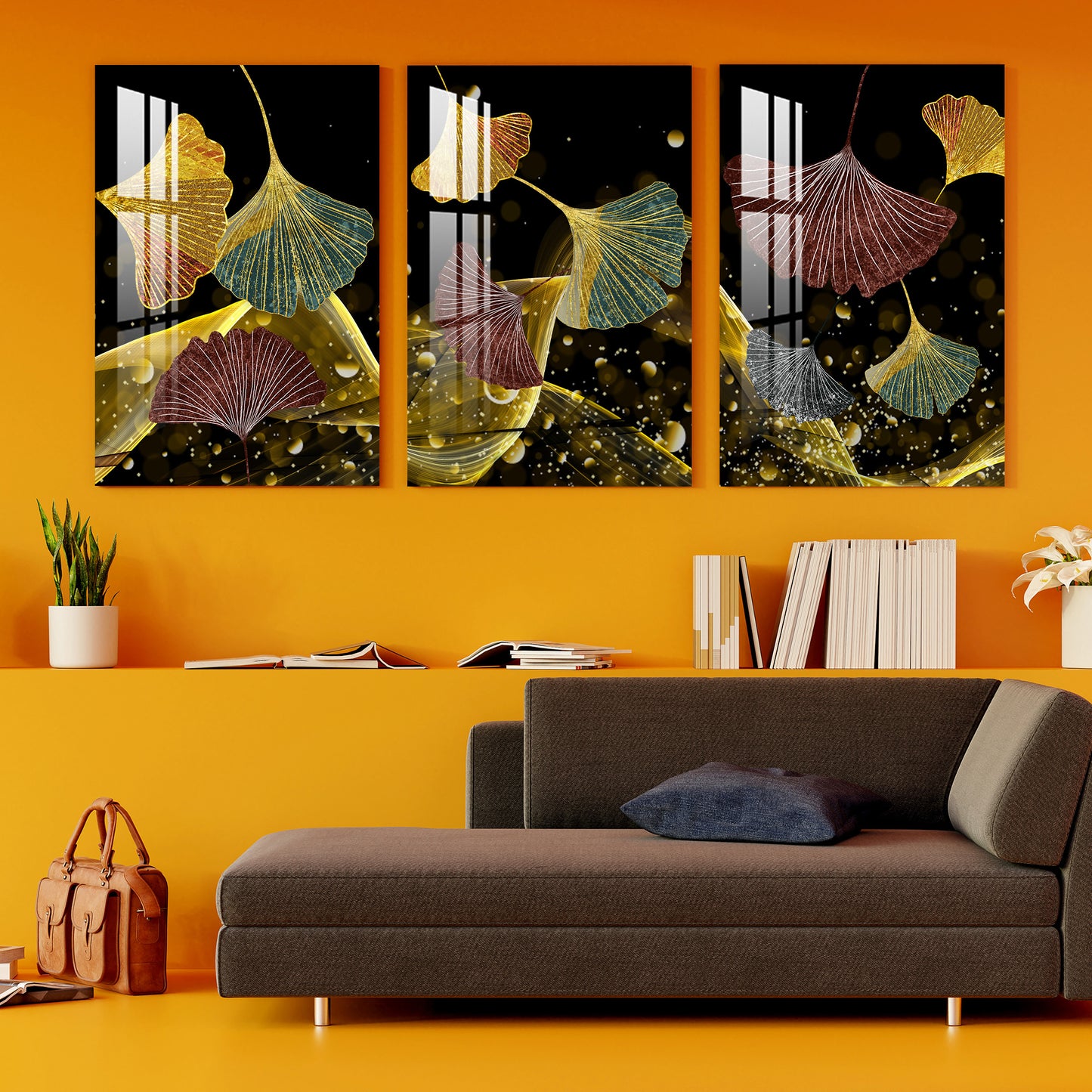 Ginkgo Biloba Acrylic Wall Art (Set of 3)