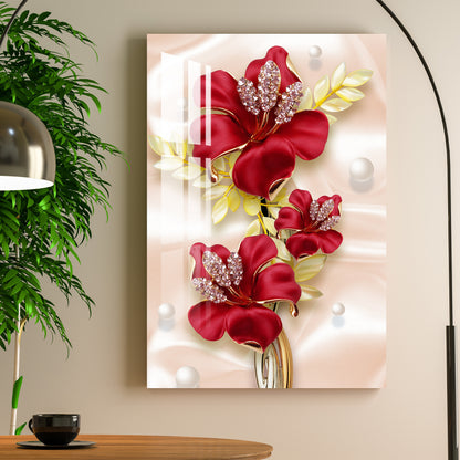 Red Flower Bouquet Acrylic Wall Art