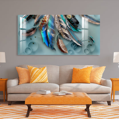 Feather of Fortune Acrylic Wall Art - 29.5X14.5 Inch / 5MM