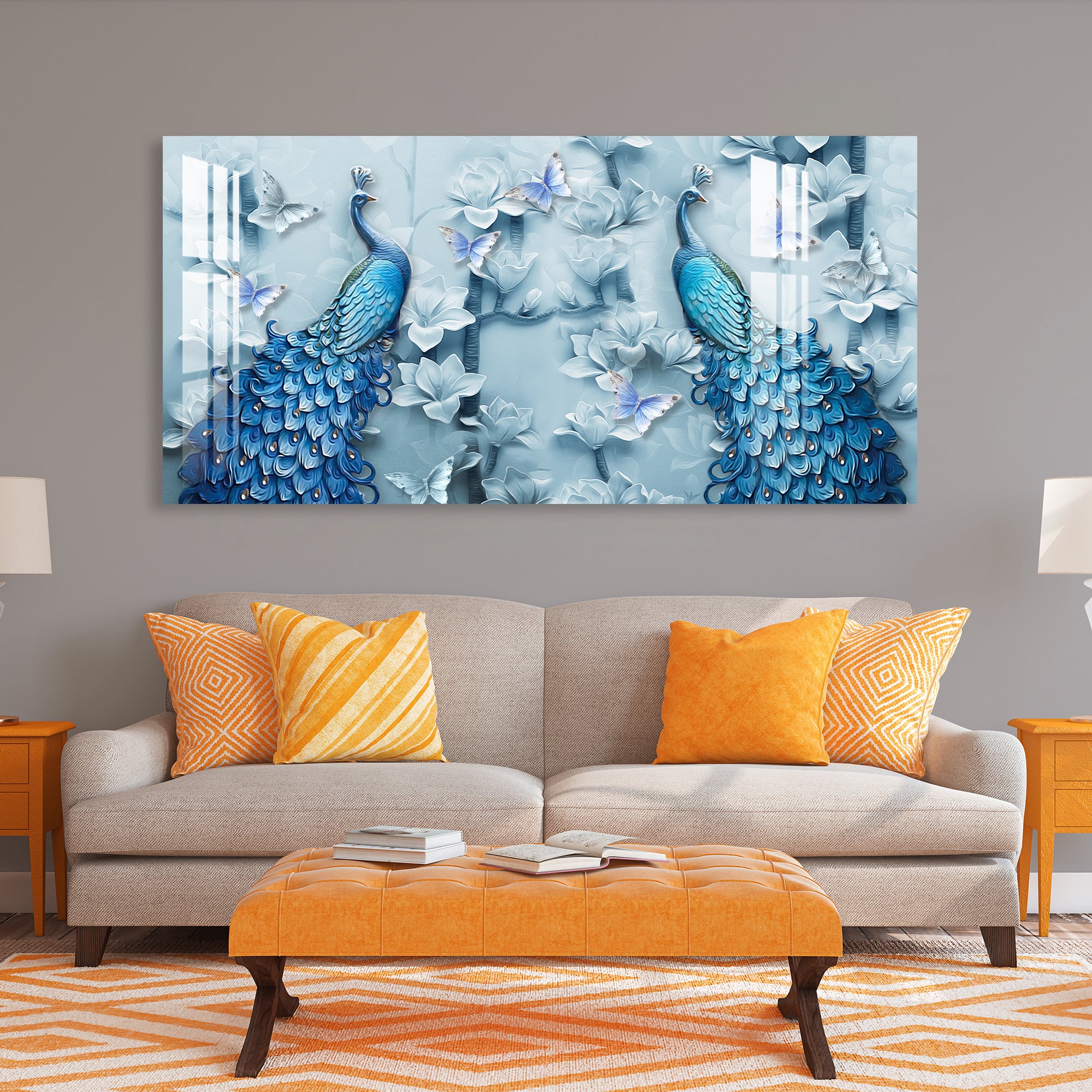 Peacocks & Butterflies Acrylic Wall Art