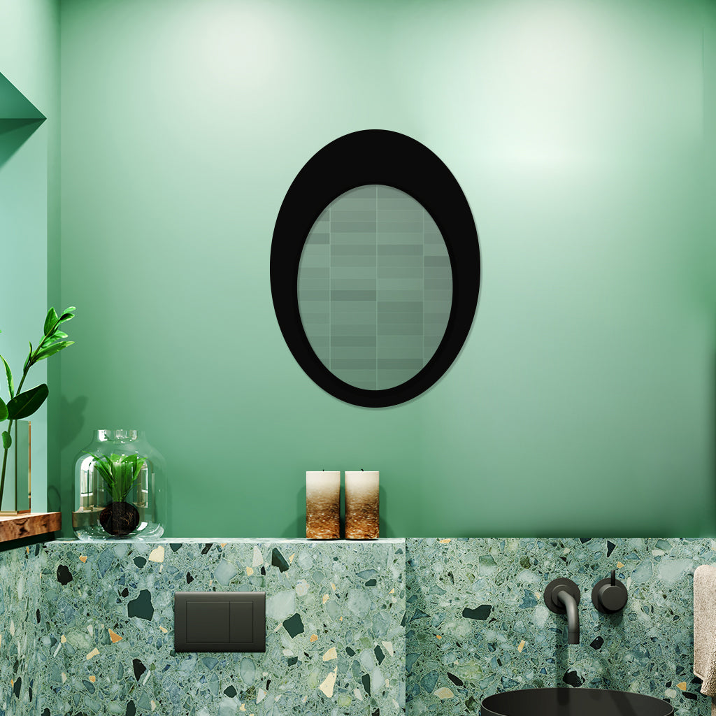 Oval Shaped Metal Wall Mirror