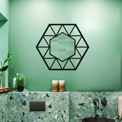 Hexagonal Shaped Metal Wall Mirror