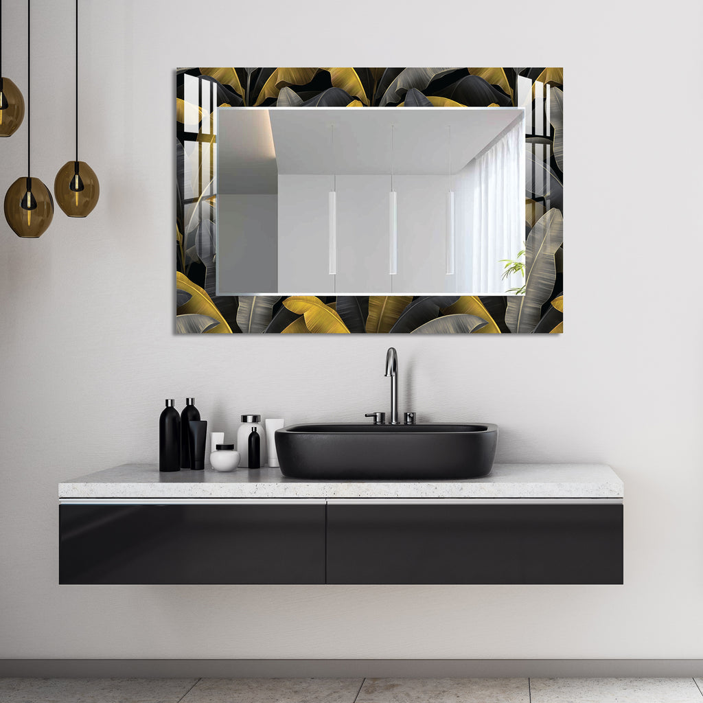 Yellow & Grey Shade Acrylic Wall Mirror