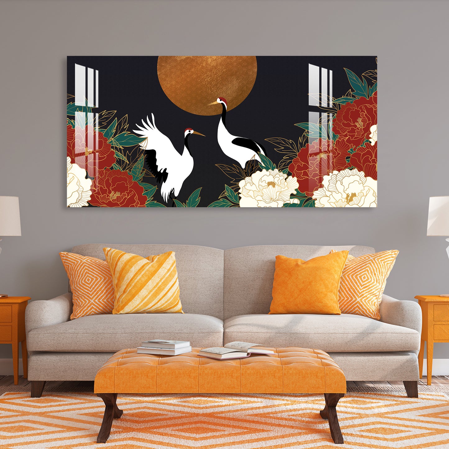 Black & White Birds in Garden Acrylic Wall Art