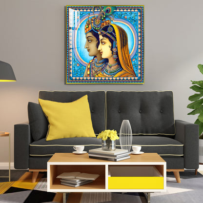 Lord Krishna and Radha Side Face Acrylic Wall Art