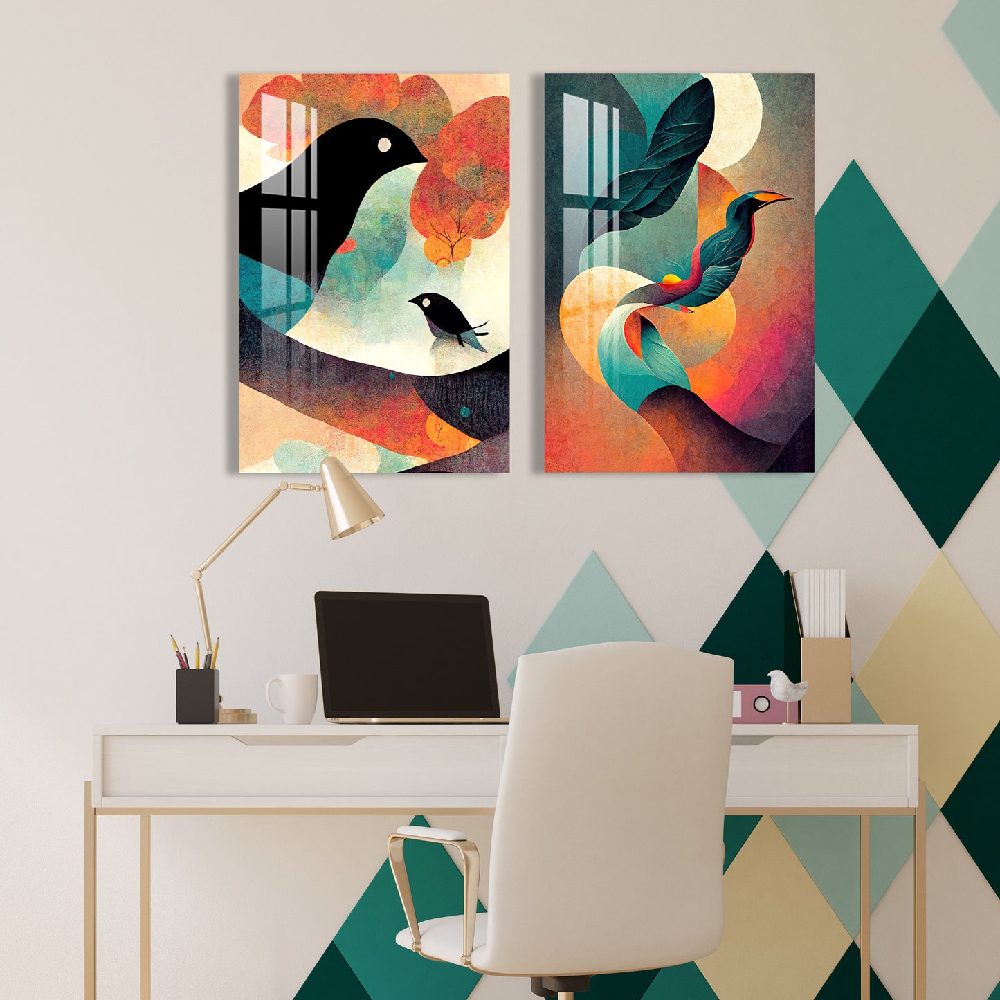 Evening Birds Acrylic Wall Art (Set Of 2)