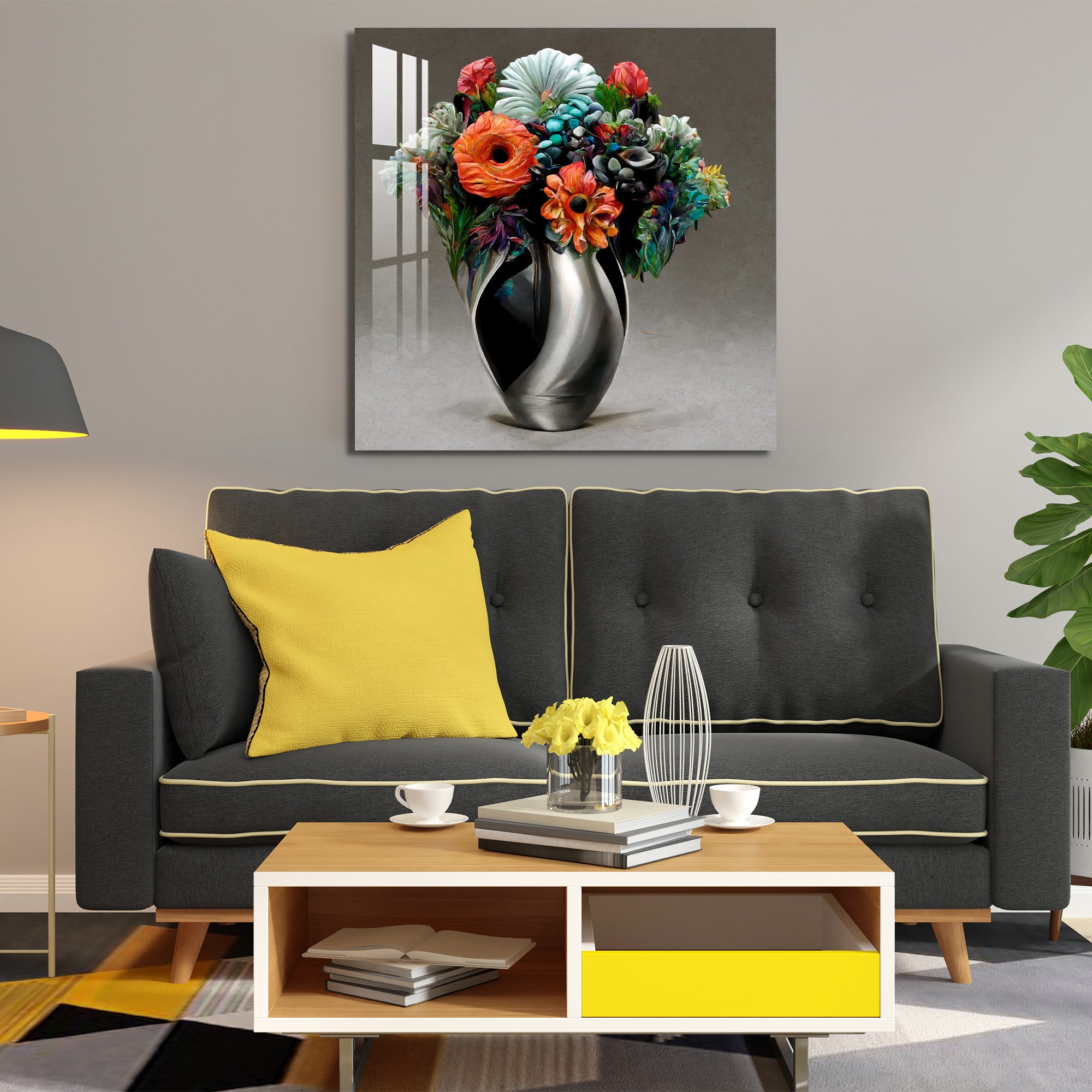 Vase with Orange Flower Acrylic Wall Art