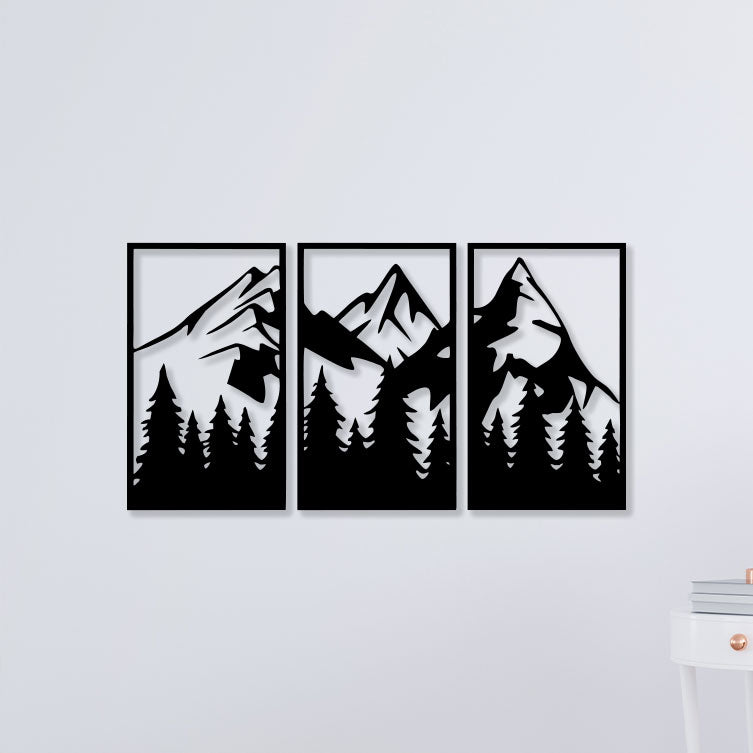 3 Piece Mountain Metal Wall Art