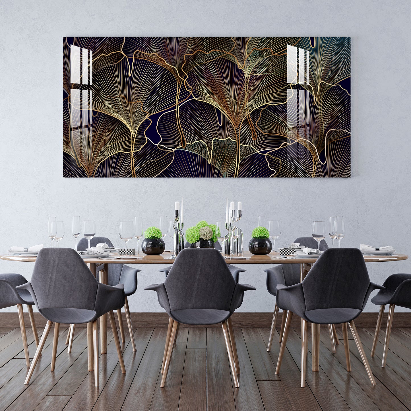 Golden Leaves Acrylic Wall Art