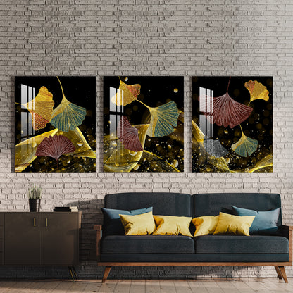 Ginkgo Biloba Acrylic Wall Art (Set of 3)