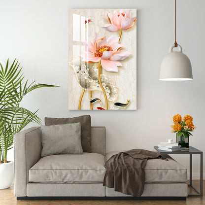 Peach Blooming Flowers Acrylic Wall Art