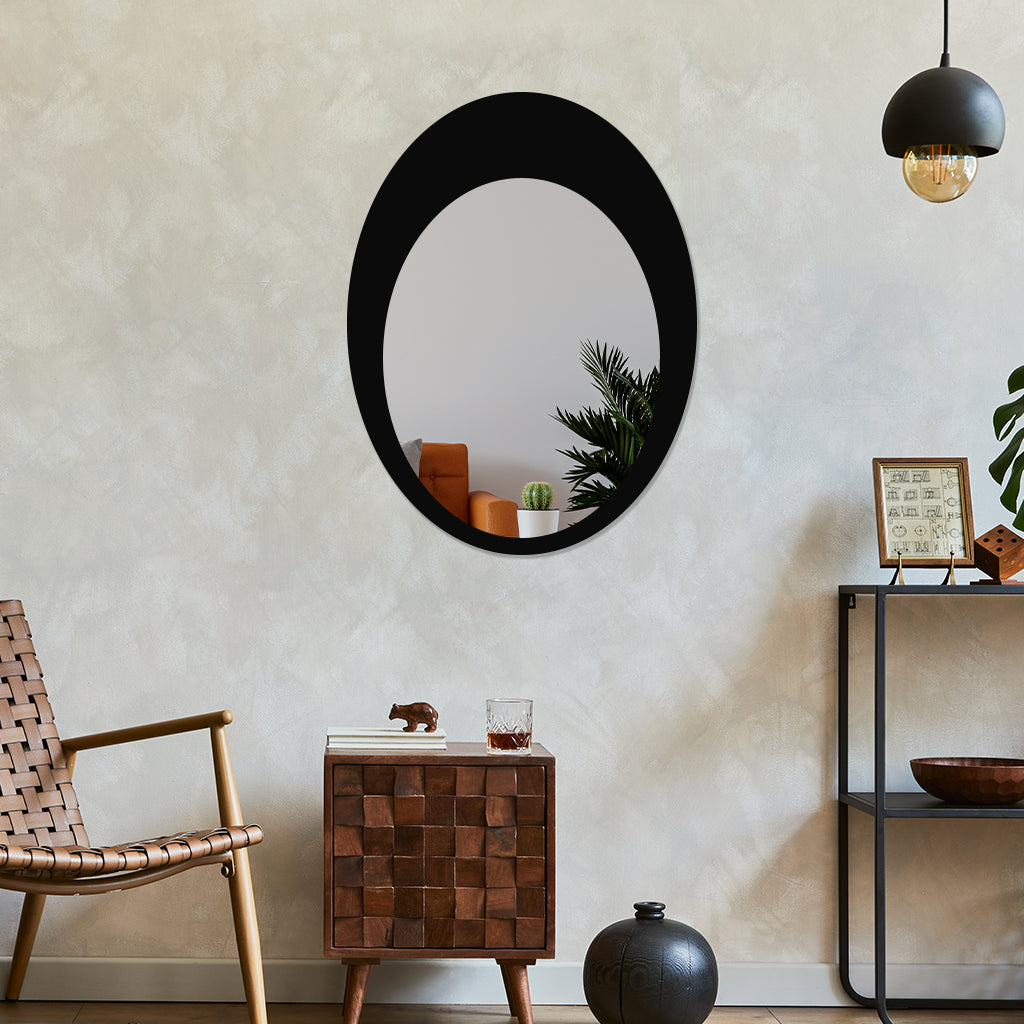 Oval Shaped Metal Wall Mirror