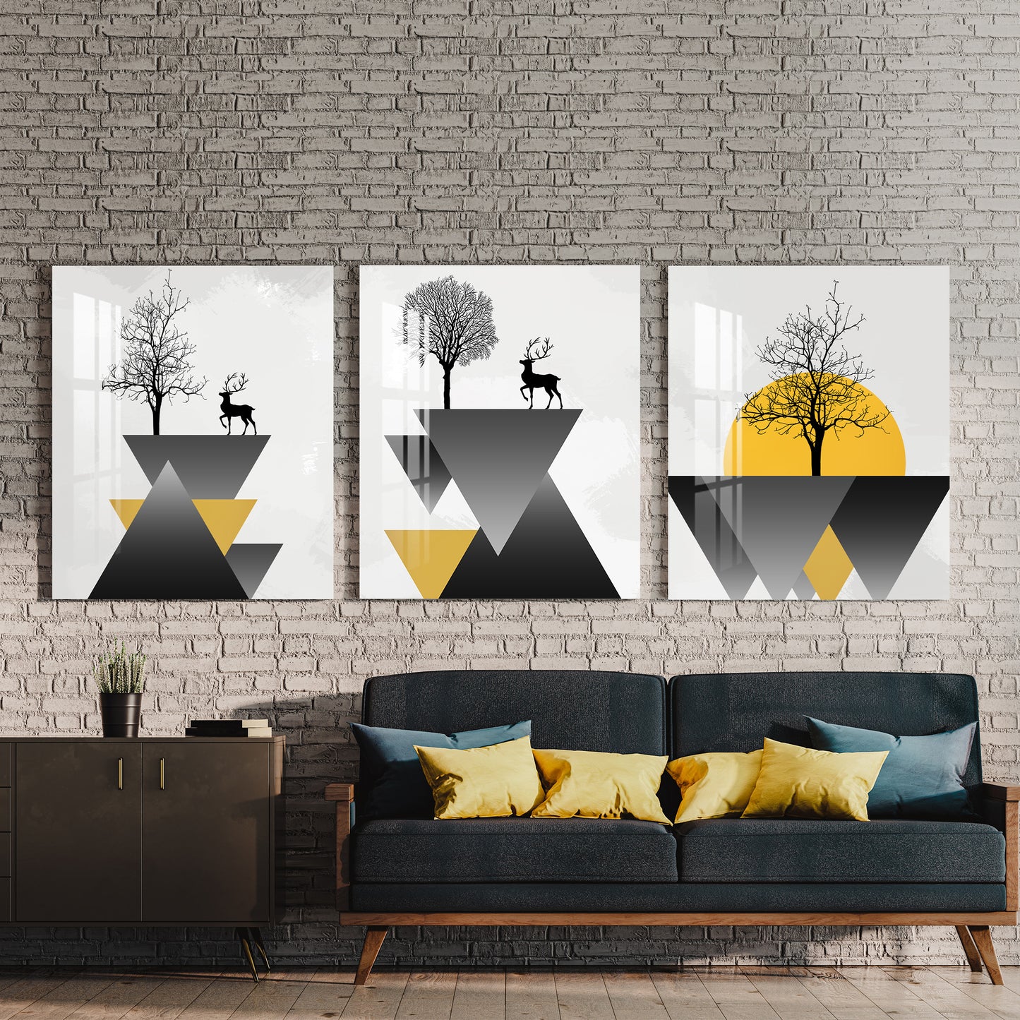 Modern Abstract Acrylic Wall Art (Set of 3)