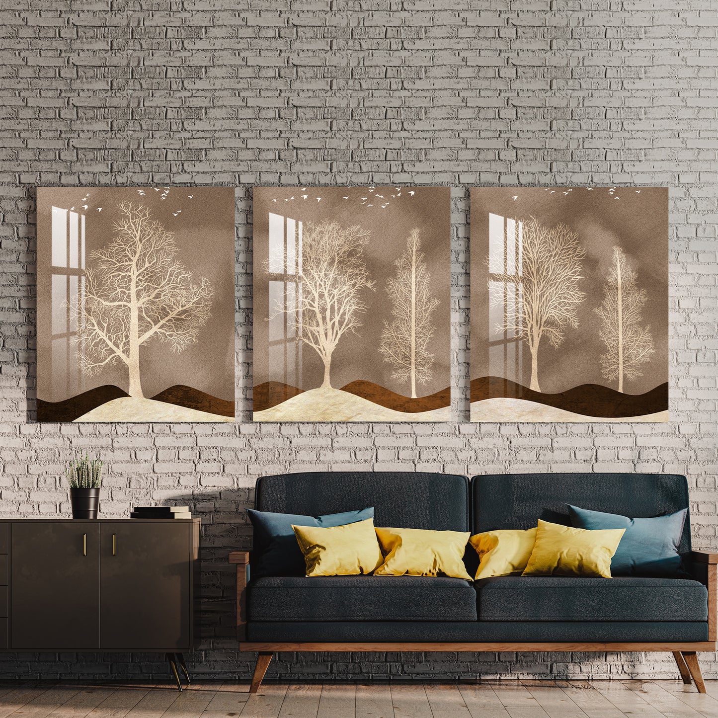 Decidious Trees Acrylic Wall Art (Set of 3)