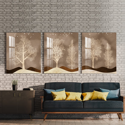 Decidious Trees Acrylic Wall Art (Set of 3)