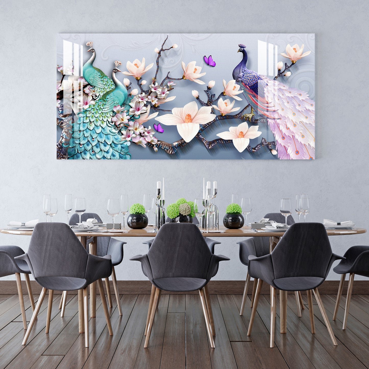 Colorful Peacocks Acrylic Wall Art