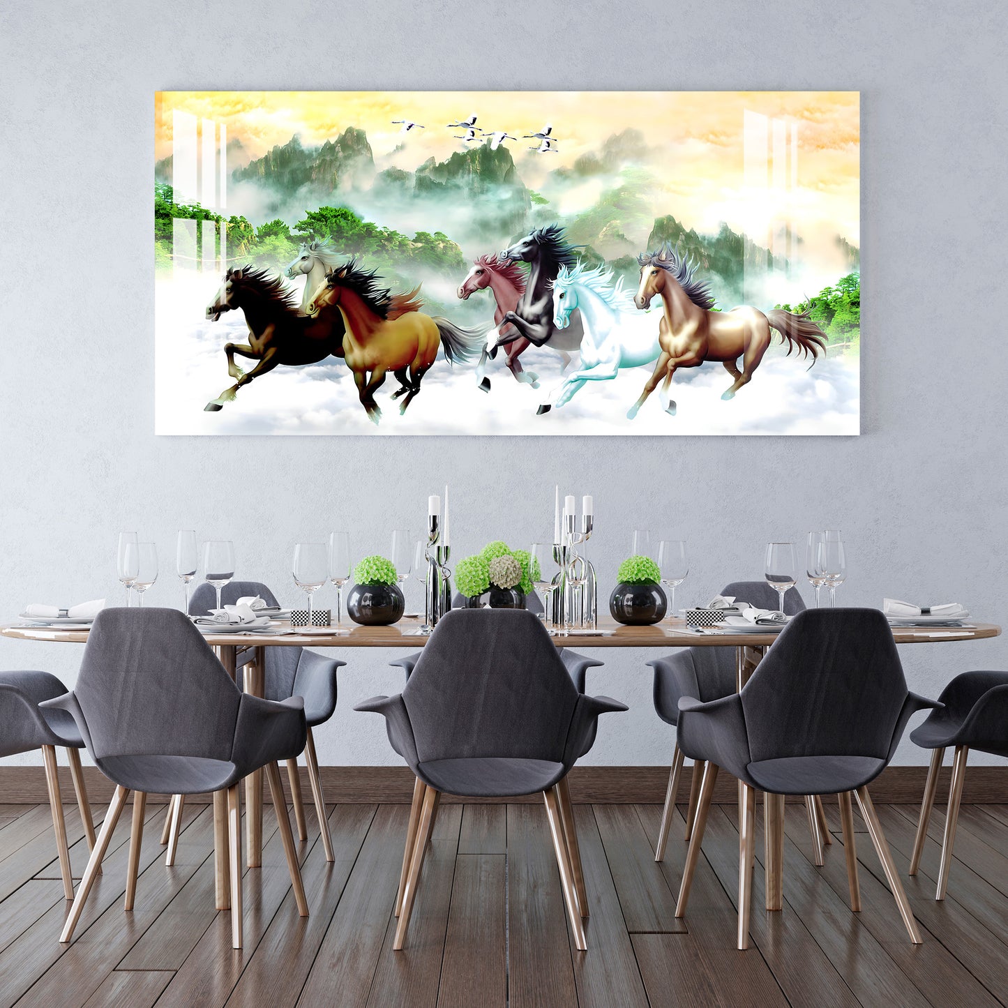 Horses Running in Jungle Acrylic Wall Art