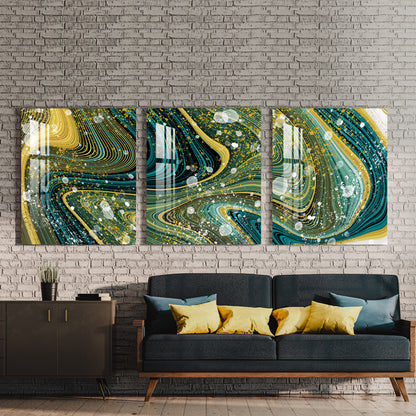 Abstract Wavy Lines Acrylic Wall Art (Set of 3)