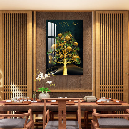 Tree with Golden & Green Leaves Acrylic Wall Art