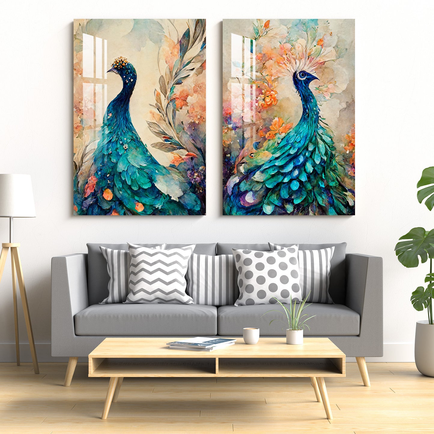 Gorgeous Peacocks Acrylic Wall Art (Set Of 2)