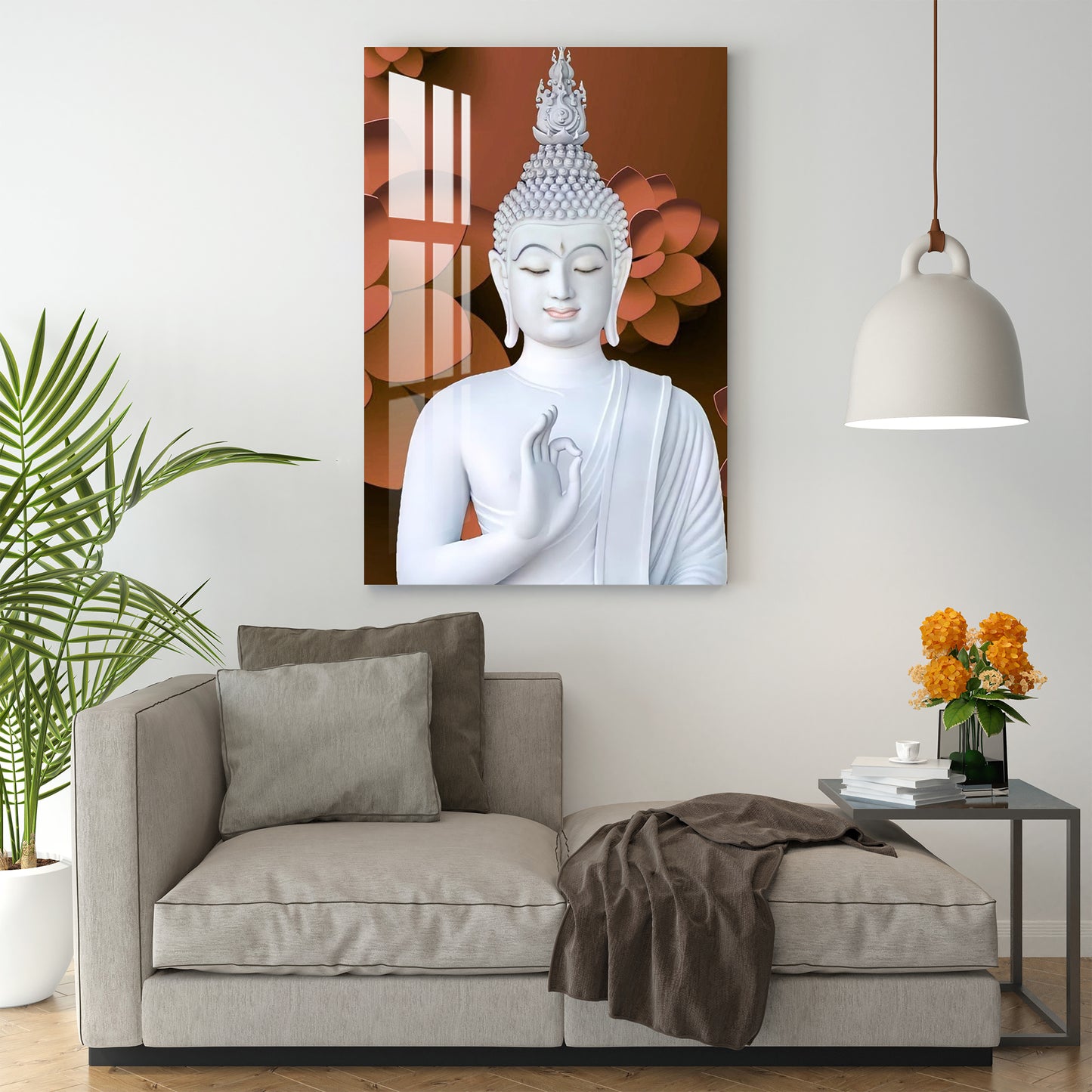 Buddha in White Acrylic Wall Art