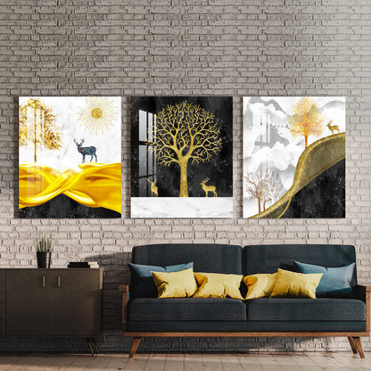 Framed Deer Acrylic Wall Art (Set of 3)