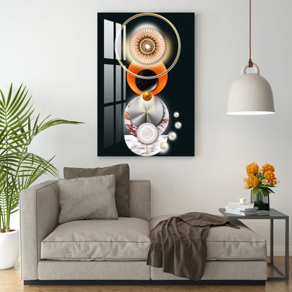 Abstract Geometric Orange Circle Acrylic Wall Art