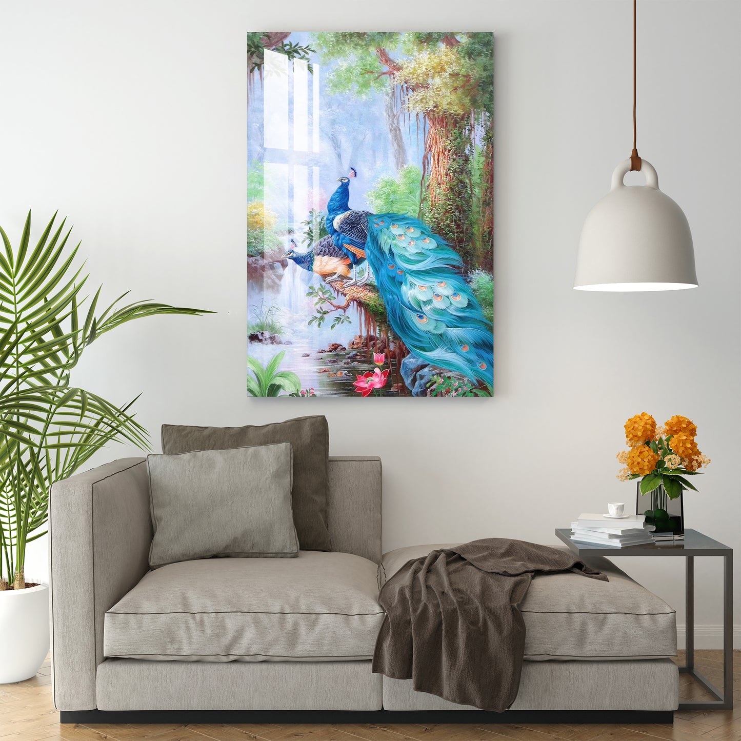 Peacock on The River Bank Acrylic Wall Art