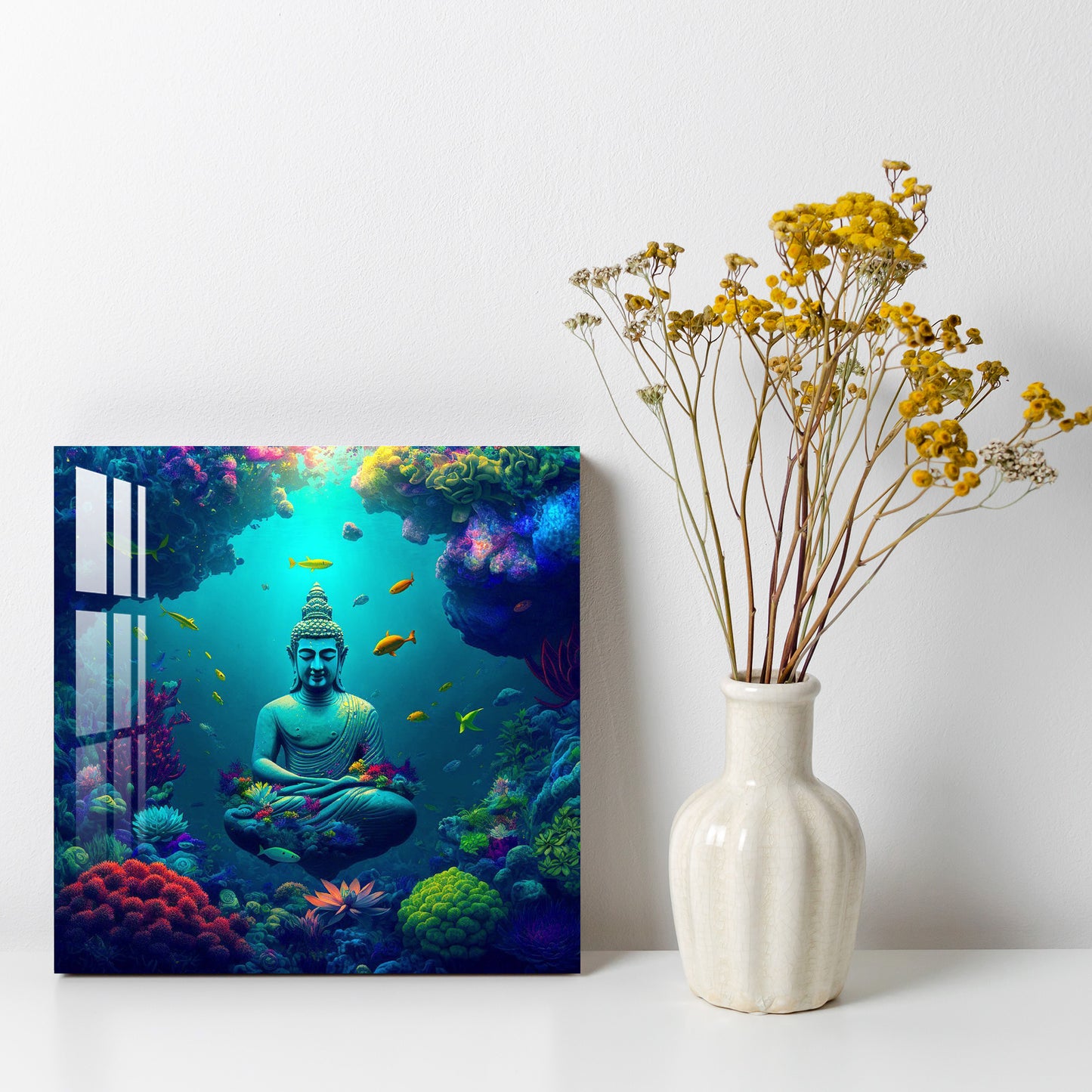 Buddha Meditating Under Water Acrylic Wall Art