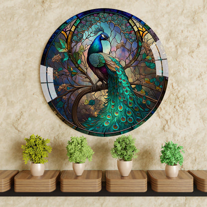 Peacock of Paradise Round Acrylic Wall Art