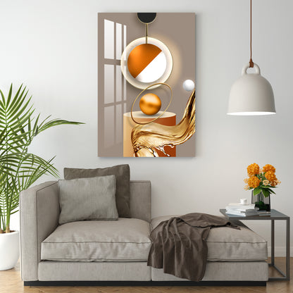 Abstract Orange & White Ball Acrylic Wall Art