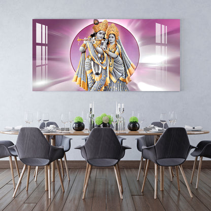 Radha Krishna in Grey & Gold Acrylic Wall Art