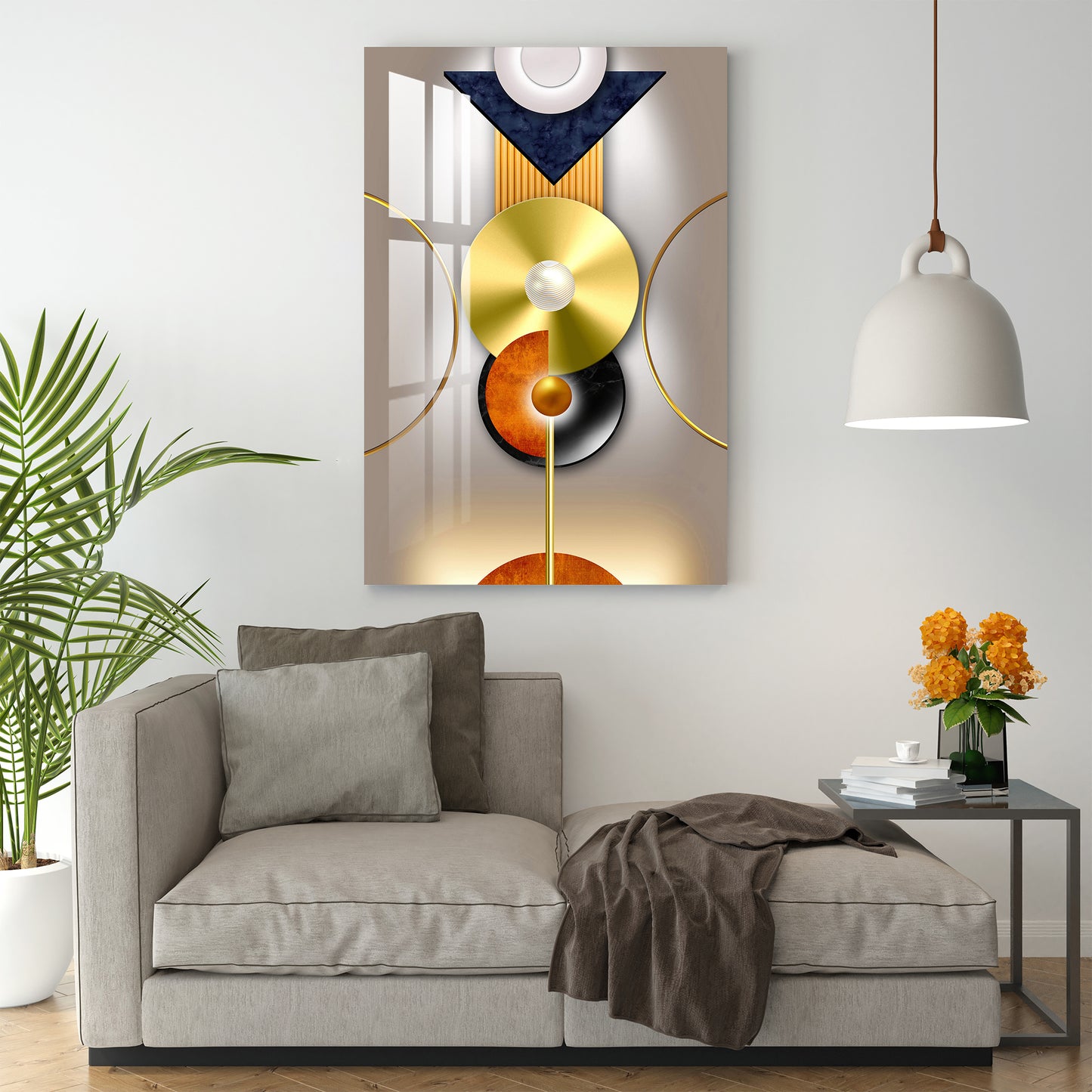 Golden & Black Disc Acrylic Wall Art