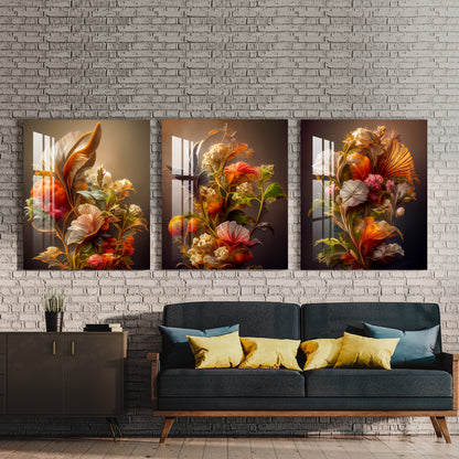 Vase of Flowers Acrylic Wall Art (Set of 3)